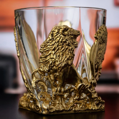 Набор из 2-х бокалов для виски ручная работа Львы в подарочной упаковке 10059610