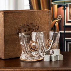 Набор бокалов для виски подарочный "Скорпион"  в деревянной коробке с костерами