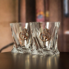 Набор бокалов для виски подарочный "Лев" в деревянной шкатулке/ подарок мужчине/ бокалы