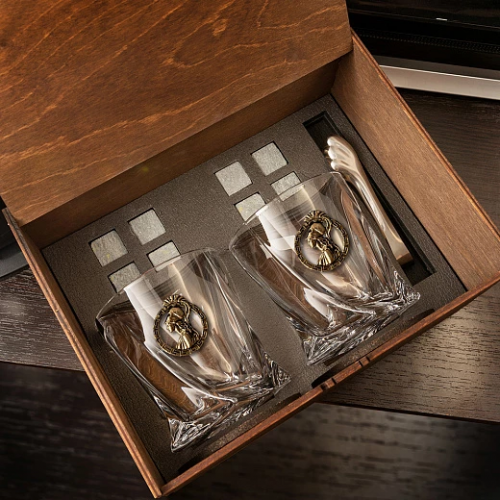 Бокалы для виски знак зодиака  "Дева" в деревянной коробке GP-15000003