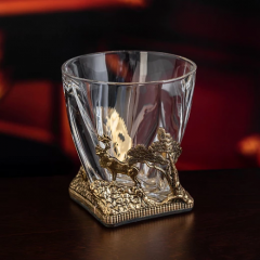 Бокал для ВИСКИ ручная работа охота на оленя в подарочной упаковке 1200100