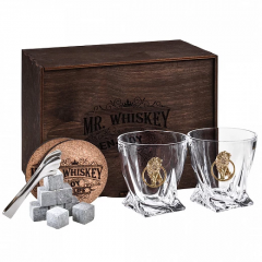 Набор бокалов для виски Квадро ( 2 шт.) с накладкой "Лев" 1200087