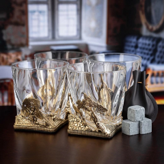 Набор из 4-х бокалов для виски ручная работа Охота на оленя 1200104