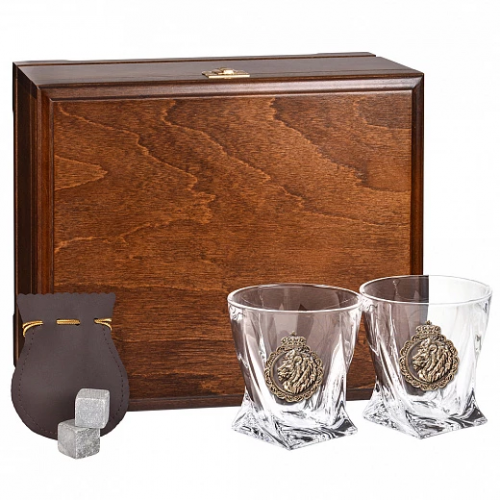 Набор бокалов для виски подарочный "Лев" в деревянной шкатулке/подарок мужчине/ бокалы GP-300791