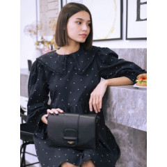 115-08-19 кожаная сумка женская «SpiIng». Цвет черный