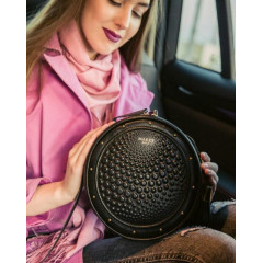 115-08-50 Сумка женская кожаная Bubbles чёрный