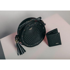 115-08-50 Сумка женская кожаная Bubbles чёрный