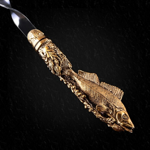 Набор шампуров "Мечта рыбака"( латунь) в кожаном колчане с подставкой GP-400106