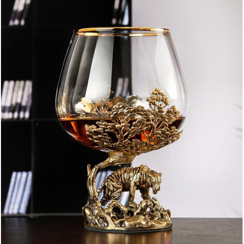 Подарочный бокал для мужчин Тигр и тигрята (Премиум) для коньяка, бренди 10059360