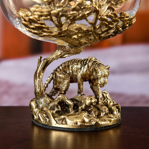 Подарочный бокал Тигрица с тигрятами (Премиум) для коньяка, бренди в подарочной коробке