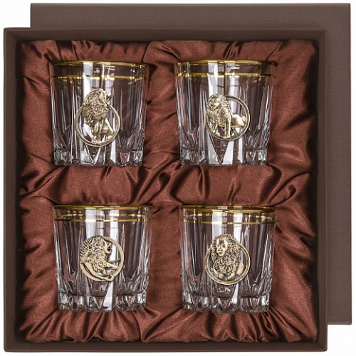 Набор бокалов для виски подарочный "Львы "в  подарочной коробке