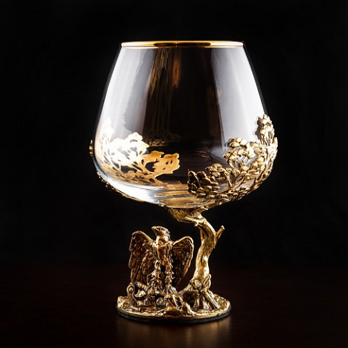 Набор из 6-ти бокалов для коньяка премиум Звери в деревянной шкатулке с гравировкой