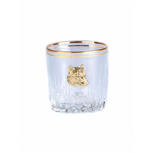 Набор бокалов для виски (6 шт.) с накладкой звери (латунь) в подарочной коробке GP-10056559