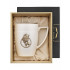 Бокал для чая (фарфор) с накладкой из латуни Царственный Лев в подарочной коробке