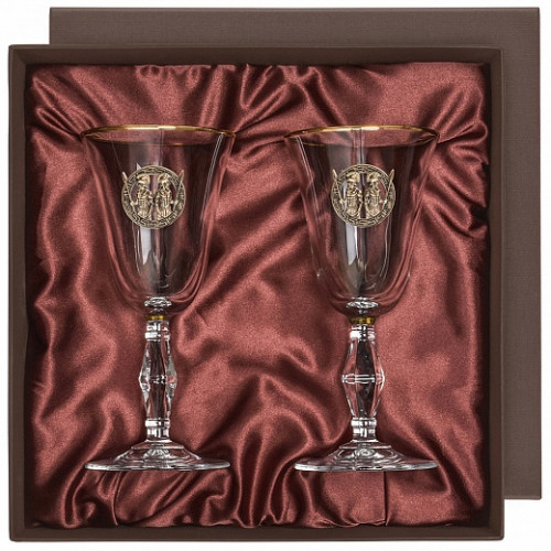 Набор бокалов для вина/шампанского ( 2 шт.) с накладкой "Близнецы" ретро в пейсли