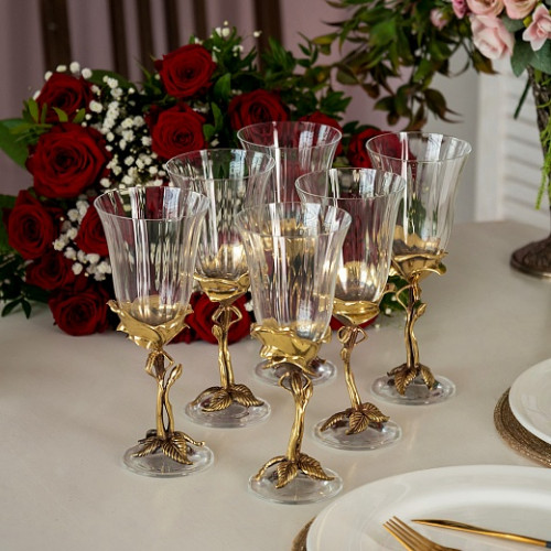Набор бокалов для вина "Роза" в деревянном футляре с гравировкой GP-50403003