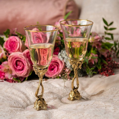 Набор из 2 бокалов для вина "Романтик" в деревянной шкатулке