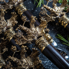 Набор шампуров  "Двуглавый орел 3D" в колчане с мангалом