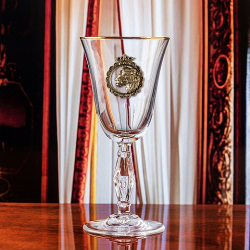 Набор бокалов для вина/шампанского ( 2 шт.) с накладкой "Лев и Львица" в деревянной шкатулке с гравировкой
