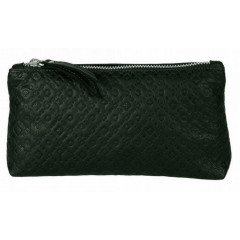 048-08-32/2 Косметичка кожаная Компакт зелёная