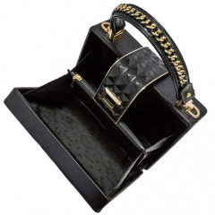 117-08-44 Сумка женская кожаная геометрия чёрная