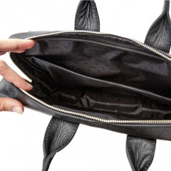 116-08-44 Сумка кожаная геометрия чёрная