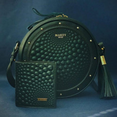 115-08-50/4 Сумка женская кожаная Bubbles зелёный