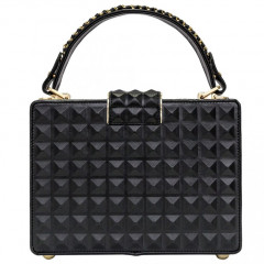 117-08-44 Сумка женская кожаная геометрия чёрная