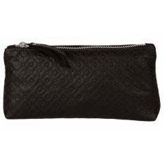 048-08-32 Косметичка кожаная Компакт коричневая