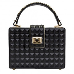 117-08-44 Сумка женская кожаная геометрия чёрная