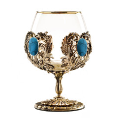 Бокал для коньяка с искусственным камнем Бирюза 420 мл в подарочной коробке 050401033