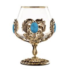Бокал для коньяка с искусственным камнем Бирюза 420 мл в подарочной коробке 050401033