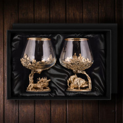 Набор 2 бокала для коньяка "Охота на Оленя" и "Охота на Вепря", в коробке из дизайнерского картона 10051291