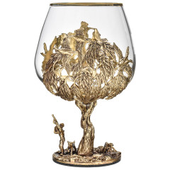 Набор бокалов для коньяка со штофом Охота в большом футляре с накладкой Настоящий мужчина 10056555