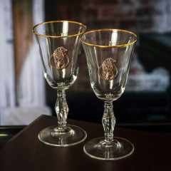 Набор из 2-х бокалов для вина и шампанского с накладкой "Лев"