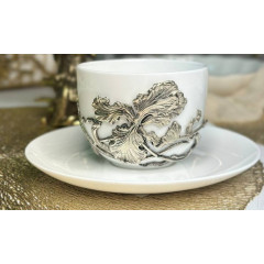 Чайная пара Ирис нейзильбер в черной подарочной коробке