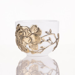 Чайная пара Магнолия латунь в черной подарочной коробке