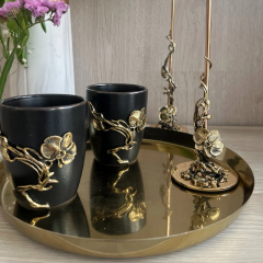 Подарочный набор из 2 чёрных кружек Орхидея