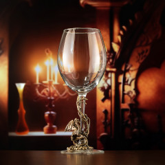 Набор 2 бокала для вина "Дракон и Дракониха", (со статуэткой на ножке)