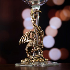 Набор 2 бокала для вина "Дракон и Дракониха", (со статуэткой на ножке)