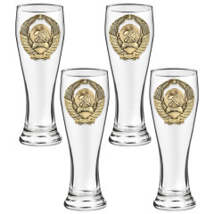 Набор 4 бокала для пива, "Греб СССР", латунь