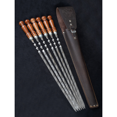 Подарочный набор шампуров в чехле, цвет коричневый