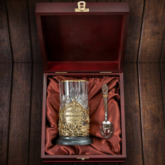 Подстаканник ручной работы Мудрый Руководитель в деревянной шкатулке 13000079