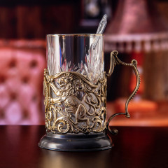 Подстаканник ручной работы "55 лет" Юбилейный в деревянной шкатулке 13000081