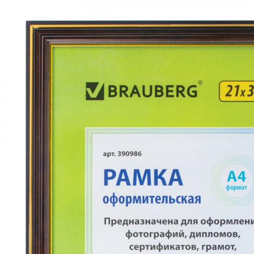 Sam-8 Пластиковая рамка 21х30 см, багет 20 мм, бордовый с золотом, вставка стекло